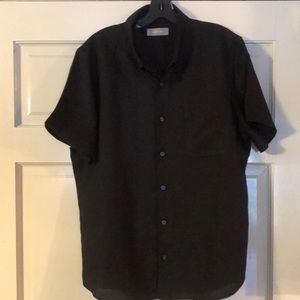 Pre-Loved Black Short Sleeve Linen Standard Fit Men Shirt By Everlane (L)